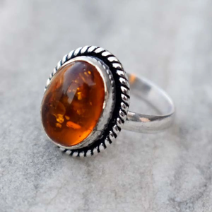 Bague en argent sterling 925 avec ambre baltique naturel de coupe ovale, bijoux en pierres précieuses faits à la main pour femmes, vente en gros - Product Image 4