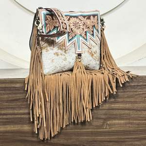 Sac à bandoulière en cuir de vachette véritable fait main, tendance, avec longue frange, idéal pour les femmes - Product Image 4