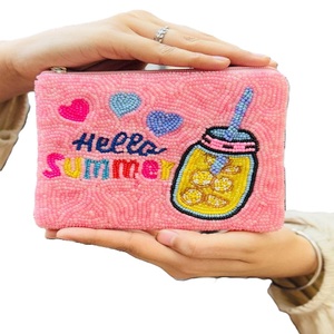 Pochette à monnaie de luxe faite à la main avec broderie de perles de rocaille et fermeture éclair, petit sac brodé de perles de rocaille - Product Image 5