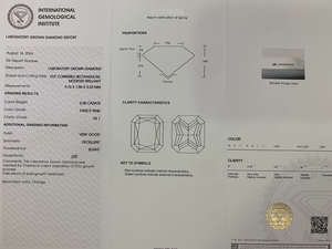 Diamants en vrac de laboratoire de 1,29 carat, taille Radiant, clarté VVS, certifiés IGI et GIA, roses, cultivés par CVD, pour la joaillerie - Vente en gros - Product Image 5