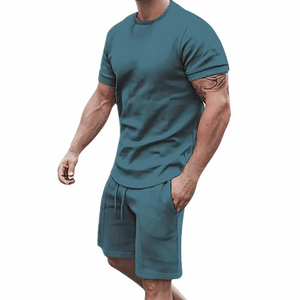 Ensemble short et t-shirt pour homme, design sportif, polyester, pour entraînement, fitness, course à pied, gym, sports. - Product Image 3