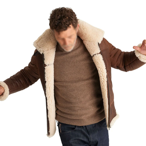 100% Top High Quality 2026 Genuine Leather <b>Jacket</b> <b>for</b> <b>Men</b> New Fashionable Plain <b>Men</b> <b>Shearling</b> Leather <b>Jacket</b> OEM Serviced - Product Image 1