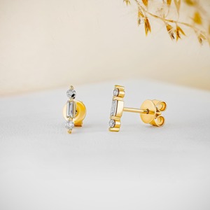 ต่างหูเพชรทรงบาแกตต์เพาะเลี้ยงในห้องปฏิบัติการ ต่างหูแบบหนีบติดหูทองคำแท้ 14K ดีไซน์เรียบหรู เครื่องประดับสำหรับผู้หญิง แบบเดี่ยว - Product Image 2