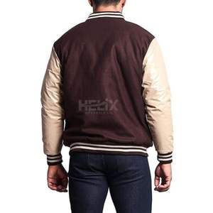 Chaquetas Varsity de Cuero de Piel de Oveja Color Granate, Estilo Clásico Letterman, Chaquetas de Béisbol con Logotipo Frontal Personalizado para Hombre - Product Image 2