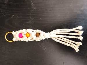 Handmade Macrame Keychain Wooden Bead Key Ring Tassel Pendant for Gift and Bag Decoration - Product Image 1