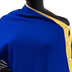 Sigma Gamma Rho Blue & Gold <b>Shawl</b> with Pearls Elegant <b>Women</b>’s Embellished Wrap Scarf Fashion Sorority Accessory Party Outfit - Product Image 2