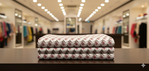 Tissu popeline biologique blanc imprimé floral, respirant, léger, en coton peigné, écologique, pour vêtements de filles - Product Image 3