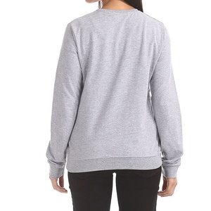 Sudadera de cuello redondo de algodón 100% de gran tamaño para mujer, sudadera de manga larga de otoño con estampado de logotipo personalizado, Tops de punto informales - Product Image 3