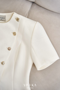 Women's Elegant for Two Piece Suit <b>Set</b> Short Sleeve <b>Blazer</b> Flared Pants Solid Color O-Neck Regular Fit Button Anti-Pilling PANSY - Product Image 6