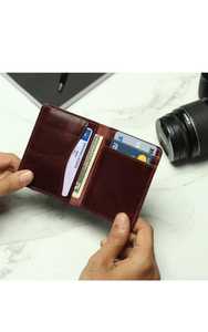 Vintage Cow Leather <b>Card</b> Holder with Button Closure for Credit <b>Cards</b> and Cash Storage - Product Image 1