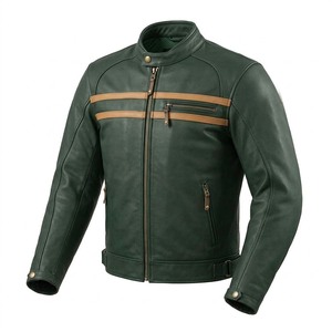 Vintage Cafe Racer Leather <b>Jacket</b> for <b>Men</b> Distressed Motorbike Retro Biker Coat Long Thin Canvas Design USA Europe Trend - Product Image 3