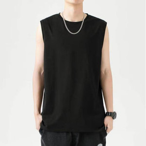 Men's 100% Cotton Lightweight Knitted Tank Top O-Neck Solid Color Breathable Sleeveless Vest Casual Wear Black Gray - Product Image 6