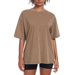 T-shirts surdimensionnés pour femmes avec logo personnalisé, respirants, coupe ample, pour l'entraînement, la gym, le sport, à épaules tombantes - Product Image 3