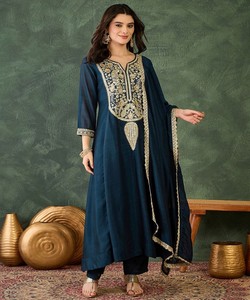 Stitched Eco-Friendly Four-Season Pakistani Modest Two-Piece Chiffon Dress for Women with Long Dupatta SHIVAM- ARUSHI 86354 - Product Image 1