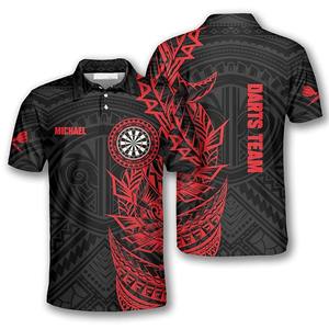 Chemise de fléchettes pour hommes à imprimé tribal personnalisé rouge et noir, impression 3D intégrale, vente chaude - Product Image 1