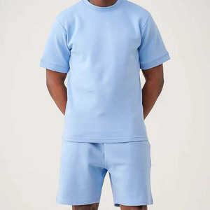 men High Quality Summer Print Men's T-Shirt Shorts Set Customized Color Unique Elastic Waist Design Hip Hop Stand Collar-Unique - Product Image 1