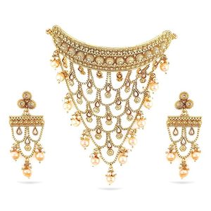 Parure de bijoux indienne classique pour femme, idéale pour mariage, fiançailles, anniversaire, fête, en alliage plaqué or de haute qualité avec cristaux verts traditionnels - Product Image 5