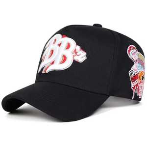 Black Resin <b>Baseball</b> <b>Cap</b> White Red Embroidered Logo Character Patch Unisex Street Style Casual Adjustable Animal Pattern Hat - Product Image 1