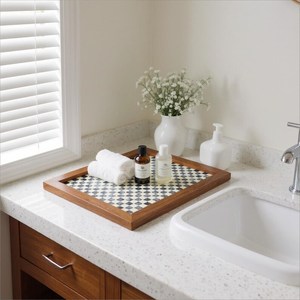 Luxury Natural Handmade Bone Inlay Serving Tray with <b>Mosaic</b> Pattern Decorative Coffee Table Organizer for Hotel Decor Or Gift - Product Image 6