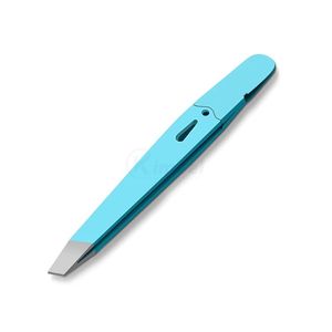 Pinza para Cejas Plateada Mate con Punta Inclinada de Acero Inoxidable, Depiladora Profesional OEM - Product Image 6