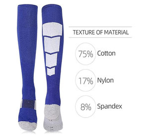 Blue <b>Knee</b> <b>High</b> Compression Socks With Reinforced Heel And Toe Breathable Elastic Arch Support For Outdoor Sports - Product Image 2