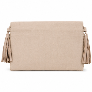 Pochette de soirée de luxe pour femme en verre perlé fait main avec pompon, design enveloppe, fermeture à bouton, géométrique, OEM ODM, vente en gros - Product Image 3