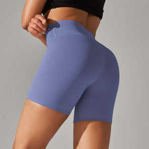 Shorts de sport taille haute élastiques en polyester/nylon pour femmes grandes tailles, avec logo personnalisé, toucher doux, motif cycliste, pour l'automne, le yoga et la danse - Product Image 5