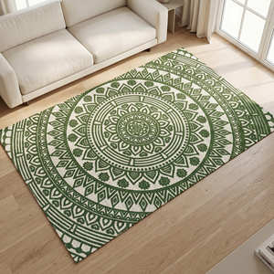 Tapis de salon en coton tissé à la main imprimé mandala 120 × 180 cm pour l'espace de méditation et de yoga bohème - Product Image 1
