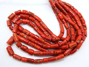 Perles tubulaires lisses en corail rouge italien naturel, pierres précieuses en vrac pour la fabrication de bijoux, vente en gros - Product Image 6