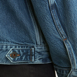 Veste en jean classique pour homme, bleu uni, col rabattu, simple boutonnage, décontractée, en coton lavé, style automne - Product Image 4