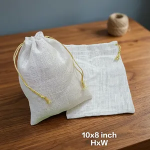Bolsa de Yute Hecha a Mano, Tipo Potli, 10x8 Pulgadas, Reutilizable, de Fibra Natural, con Cordón, para Regalos, Recuerdos de Boda, Accesorios de Fiesta y Artículos Pequeños - Product Image 4