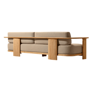 Premium Outdoor <b>Sofa</b> Natural Teak <b>Wood</b> <b>Frame</b> Two-Seater Patio Seating Contemporary Furniture for Hotel Balcony Terrace - Product Image 3