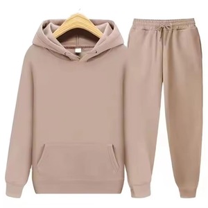 Unisex Solid Color Hooded Sweatshirt <b>Jogger</b> Pants Set Casual Tracksuit Full Sleeve Drawstring <b>Pocket</b> Autumn Wear Adult Size - Product Image 1