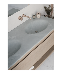 Lavabo de Baño Rectangular de Mármol para Encimera, Mueble de Madera, Diseño Moderno, Acabado Dorado, con Escurridor, 12L - Product Image 3