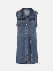 Robe en jean sans manches pour femme, mode estivale personnalisée, fermeture à boutons, 100% coton, respirante, tenue décontractée d'été - Product Image 6