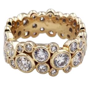 Bague de fiançailles de mariage Moissanite en argent de style bulle ensemble de lunette d'éternité complète coupe ronde diamant simulé bague dispersée - Product Image 1