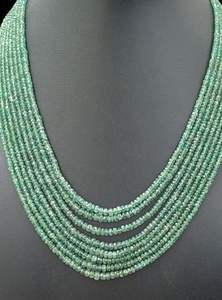 AAA Natural Zambian Emerald Multi-Strand 8 Layer Choker <b>Necklace</b> Hand Faceted Gemstone <b>Beads</b> Luxury Fine Jewelry Platinum Black - Product Image 2