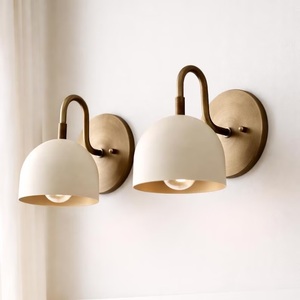 Minimalist Brass <b>Wall</b> <b>Sconce</b> With Cream Dome Shade Indoor Lighting Fixture For Bathroom Home Decor - Product Image 4