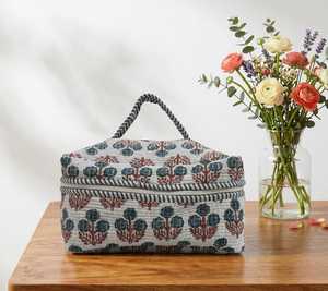 Handblock Printed Quilted <b>Vanity</b> Box Handmade Fabric Storage <b>Case</b> for Cosmetics Jewelry Accessories Travel Gifting - Product Image 3