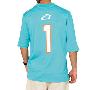 Lightweight Mesh American Football Jersey Teal V Neck Number Print Athletic Practice <b>Top</b> Oversized Light Blue T-Shirt Sportswear - Product Image 6