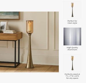 Luxury Tall Metal and Glass Candle Holder <b>Floor</b> Stand for Pillar Candles Home Decoration at Best Price - Product Image 6