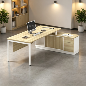 Escritorio Ejecutivo Moderno en Forma de L con Gabinete de Almacenamiento, Muebles de Oficina de Madera para Uso Doméstico y Comercial - Product Image 1
