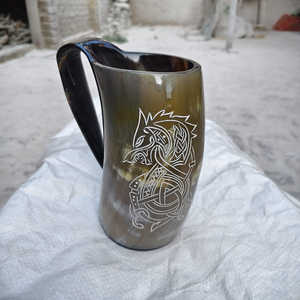 Authentic Ox horn Mug Viking Drinking Horn Mug Custom Hand-Carved Natural Ox Horn Mug Polished <b>Beer</b> Mug for Gift and Barware Mug - Product Image 3