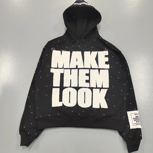 เสื้อฮู้ดดี้กราฟิกประดับเพชรหรูหรา ผ้าฝ้ายหนานุ่ม ทรงโอเวอร์ไซส์ สไตล์สตรีทแวร์ เสื้อสเวตเชิ้ตแบบสวมหัว พรีเมียม แฟชั่นสั่งทำพิเศษ - Product Image 1
