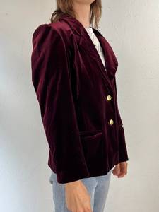 Blazer en velours rouge bordeaux 'Mirumer' des années 90, taille moyenne - Product Image 2