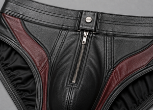 <b>Men's</b> Genuine Leather Underwear Brief Burgundy Luxury Designer <b>Pouch</b> Custom Logo OEM ODM Wholesale Premium Fashion Hot Selling - Product Image 5