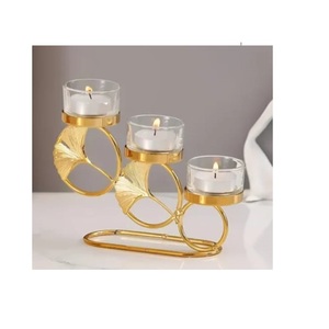 Candelabro Decorativo con Acabado Dorado para Bodas, Candelabro Moderno para Decoración de Mesa, Candelabro Vintage - Product Image 1