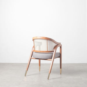 Silla de Comedor de Madera de Teca Moderna y Duradera de Lujo con Patas de Latón para Restaurantes, Hoteles, Apartamentos y Salas de Estar - Product Image 3