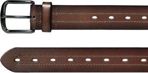 Cinturón Casual de Cuero Genuino para Hombre, Hebilla con Patrón Geométrico, Ajustable, 3-3.5cm de Ancho, Ecológico, Duradero, Color Marrón, para Jeans - Product Image 4