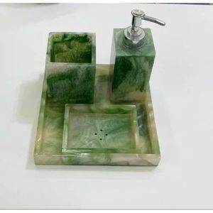 Juego de Baño de Resina Blanca de Lujo Contemporáneo, Elementos Esenciales para Baños Modernos - Product Image 4